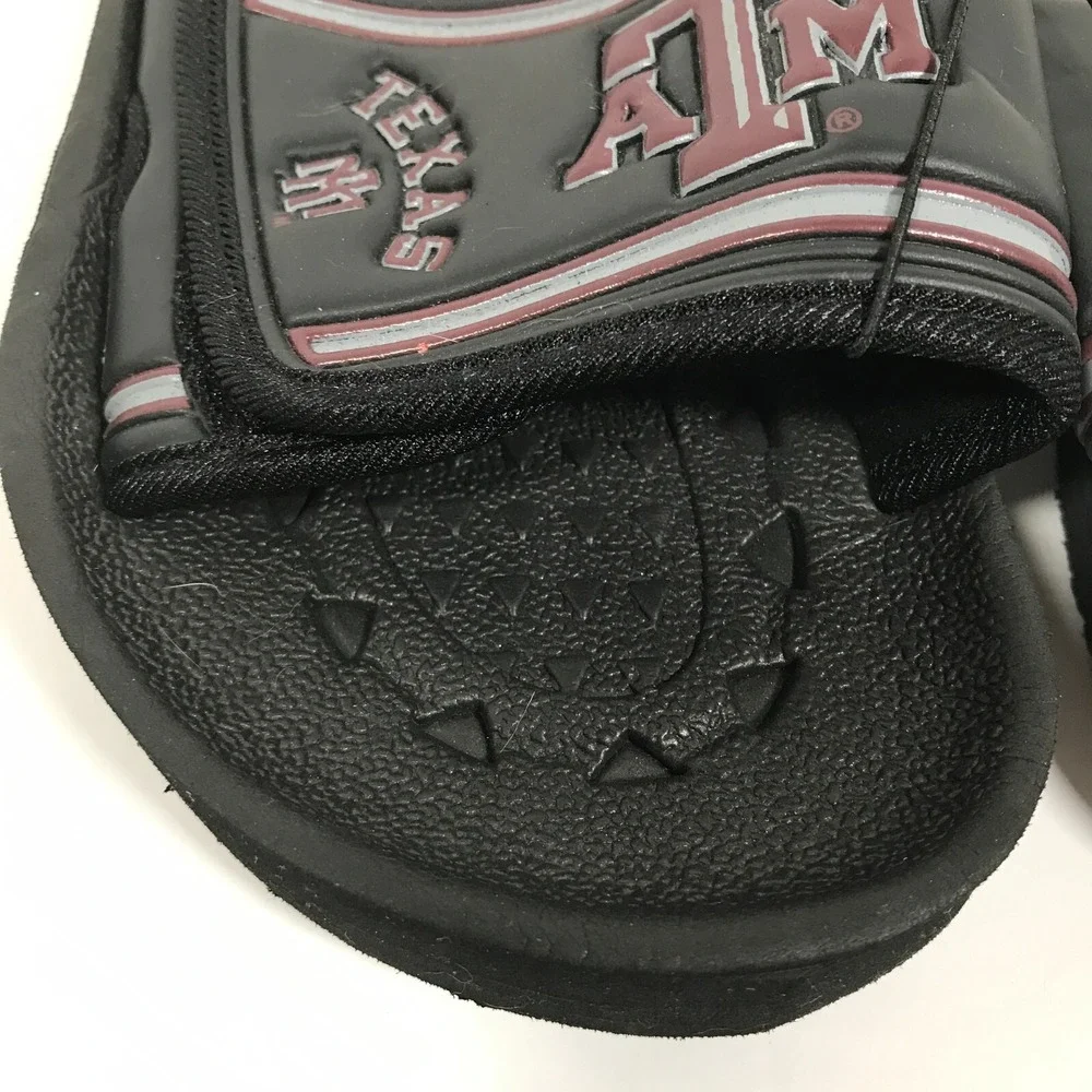 Texas A&M Aggies Slide Sandals Black Maroon Mens Small 7-8 Womens 9-10